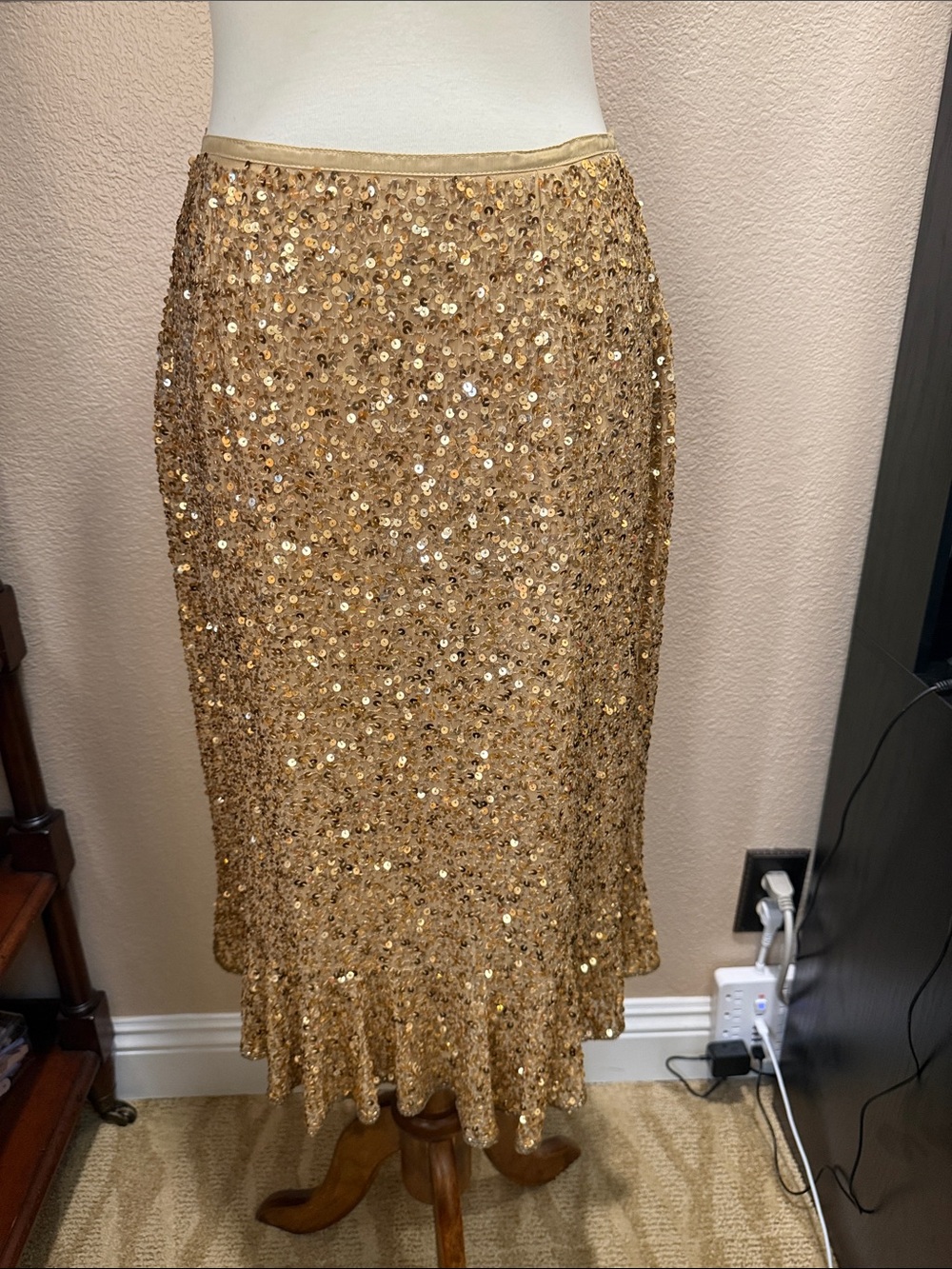 Gold Sequin Pencil Skirt